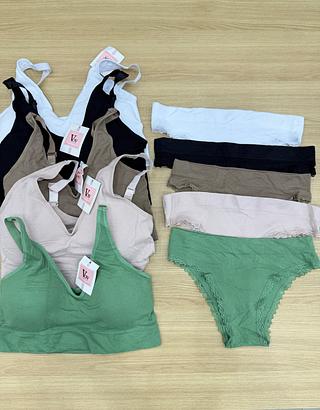 Kit 12 conjunto canelado top e calcinha